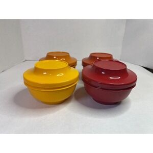 Vintage Tupperware Seal-and-Serve 1436 w/Lids 1437 Set of 4 Harvest Colors